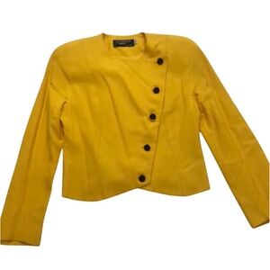 Vintage E.R. Gerard Renlyn Yellow Cropped Blazer‎ Button Front USA Made Jacket